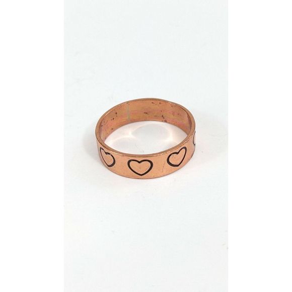 Size 11 Heart Stamped 90s Solid Copper Band Ring - Wheeler manufacturing - Picture 4 of 7